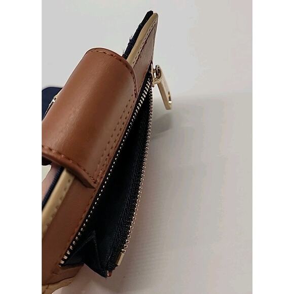 SPARTINA 449 Wallet Mary Lavinia Bifold Canvas Leather Logo W/ Zipped Coin Pockt - Picture 9 of 12